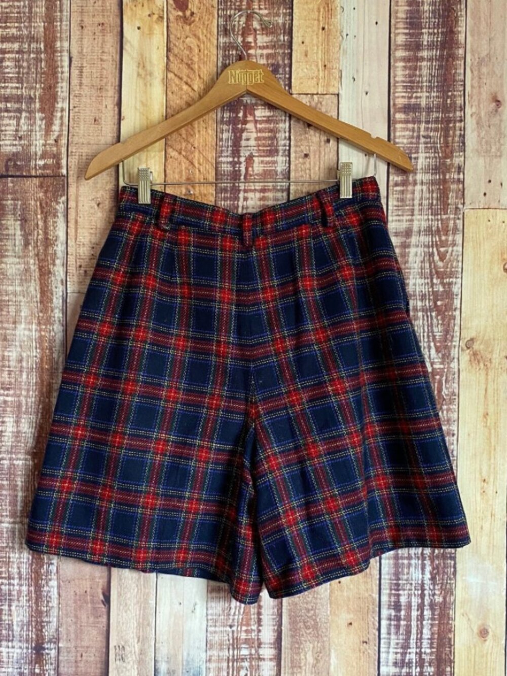 Vintage High Waist Plaid Wool Shorts - Liz Sport Size 31